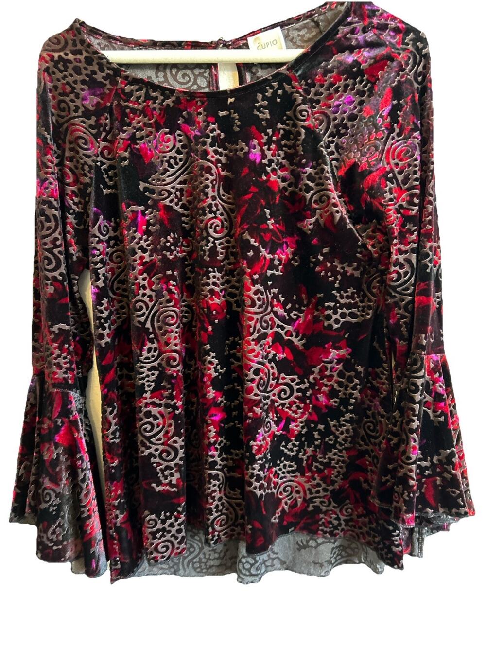 Cupio Velvet Burnout Floral Top Womens MED Vamp Goth Witchy Renaissance goth